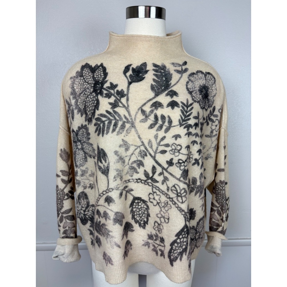 Anthropologie Pilcro The Alani Cashmere Floral Sweater Size M Mock Neck Floral